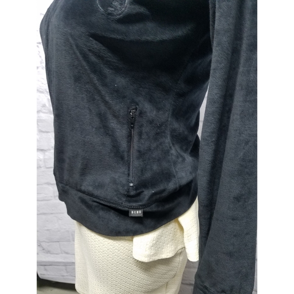 BCBG MaxAzria black velvet zip. Up - Picture 3 of 6